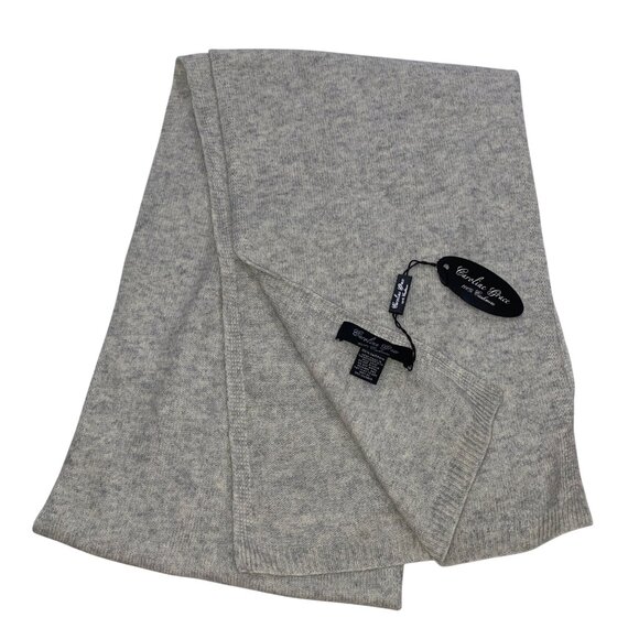 Caroline Grace light heathered Gray 100% Cashmere Scarf neutral quiet luxury NWT - Picture 1 of 8